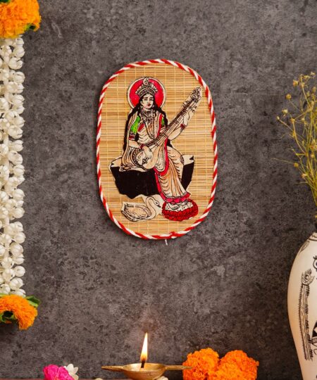 Bamboo Hand Crafted Wall Hangings Of Godess Sarwasti Ji For Home Decor