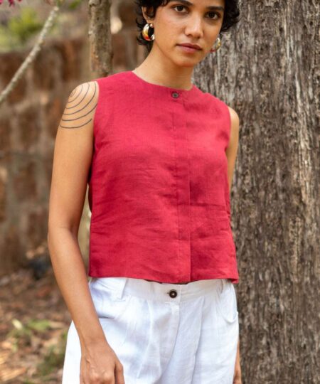 Women's Cotton Solid V Neck Sleeveless 2 Piece Outfit Loose Tank Top and Wide Leg Palazzo Pants Sets cord set ( Maroon White )